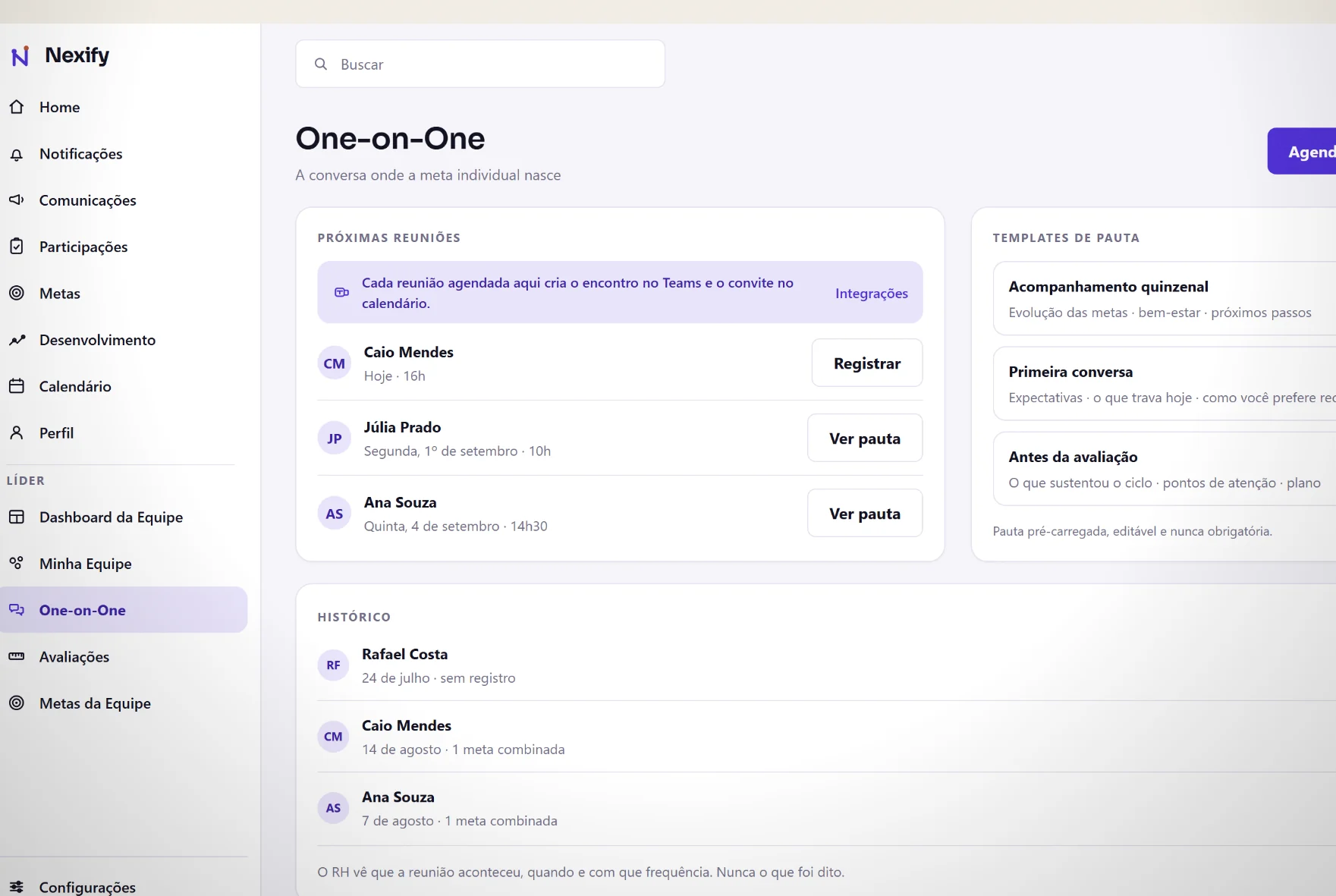 Nexify — One-on-One do líder